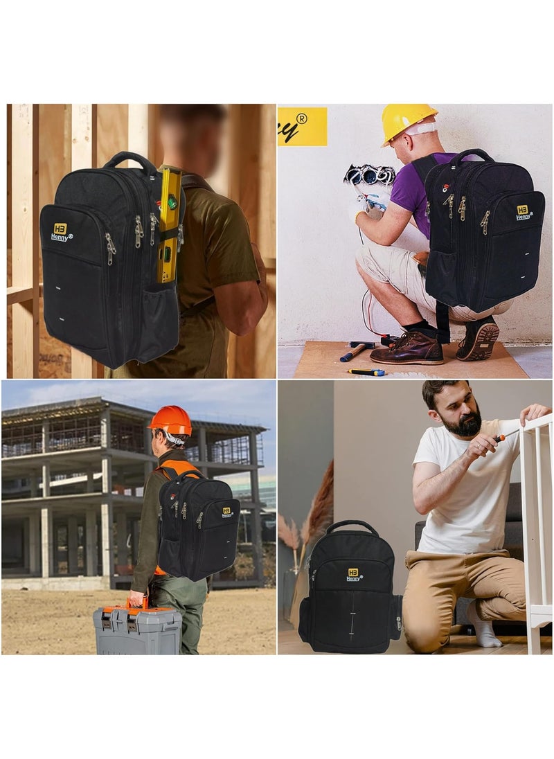 HENNY BAGS HENNY BAGS Tool Bag Backpack 50 Pockets Premium Heavy Duty Urban CORD Professional Electrician Technician Industrial Multipurpose Storage BACKPACK  - Image 4