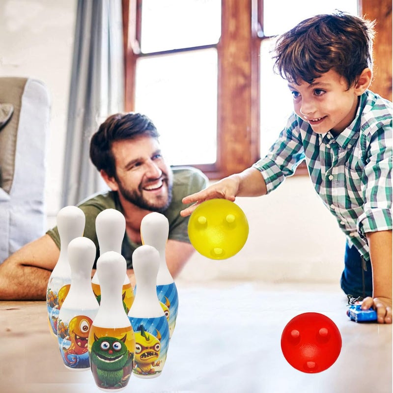 PSEUDO ® Bowling Toy Set with 6 Pins and 2 Ball Indoor Outdoor Sports Game for Kids-Delux Bowling (Moster PrinBowling) - Image 5