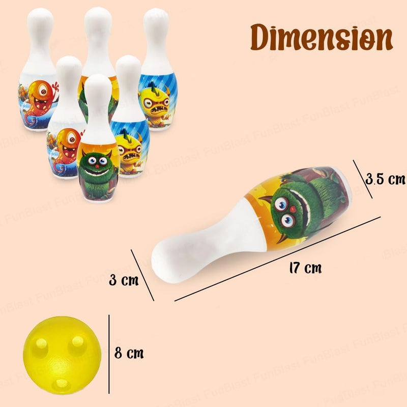 PSEUDO ® Bowling Toy Set with 6 Pins and 2 Ball Indoor Outdoor Sports Game for Kids-Delux Bowling (Moster PrinBowling) - Image 3