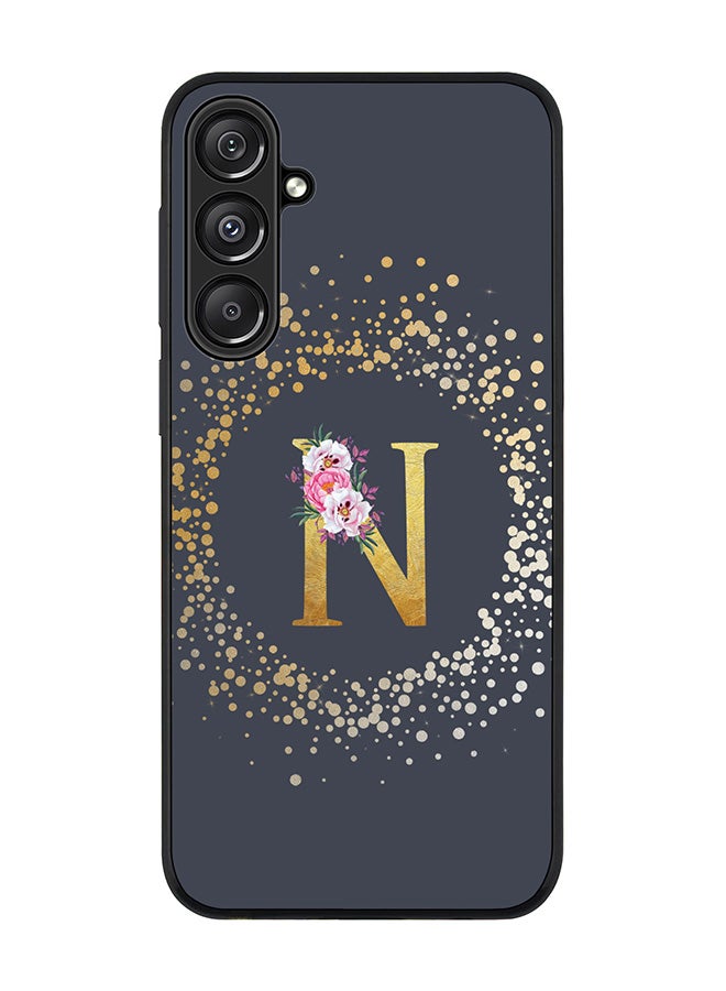 Stylizedd For Samsung Galaxy A16 / A16 5G Case,Slim fit Camera Protection, Shockproof Thin Phone cover - Custom Monogram Floral - N (Grey ) - Image 1
