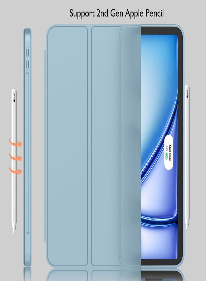 iMieet جراب iMieet لجهاز iPad Air مقاس 11 بوصة M2 2024، جراب لجهاز iPad Air من الجيل الخامس/الرابع 2022/2020 مقاس 10.9 بوصة مع حامل قلم، جراب ذكي ثلاثي الطي (أزرق فاتح) - Image 3
