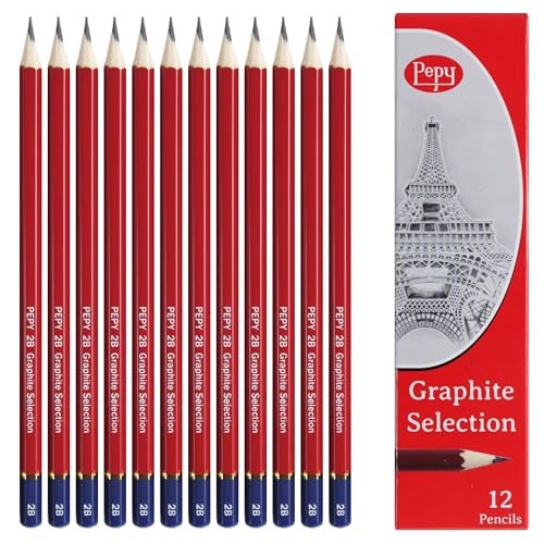 Pepy Graphite Professional Drawing Pencils - Set of 12 2B Pre-Sharpened Black Lead Pencils; Perfect for Drawing, Sketching and Shading, Graphic and Fine Art - Image 1
