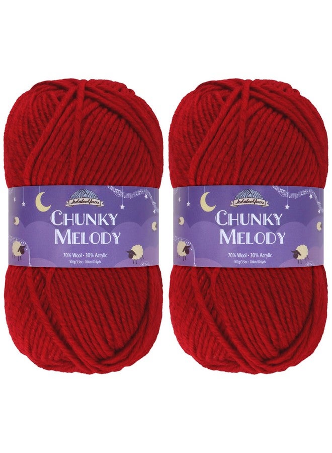 بامبو إم إن Jubileeyarn مكتنزة ميلودي غزل الصوف الضخم 100 جرام / خصلة شعر روبي أحمر 2 شلة خصلة - Image 1