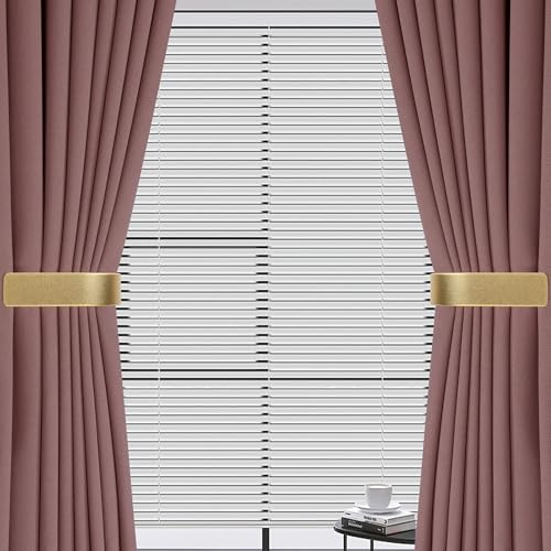 Groleca 2 Pack Modern Curtain Holdbacks Curtain Tiebacks Wall Mount Solid Aluminum U Shaped Curtain Wall Hooks Curtain Pull Backs Curtain Holders Curtain Tie Backs for Curtain (2, Gold) - Image 2