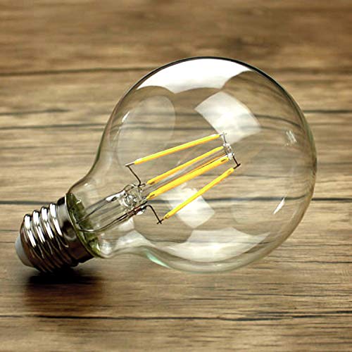 LUXRITE Vintage G25 LED Globe Light Bulbs 60W Equivalent, 550 Lumens, 5000K Bright White, Dimmable Round Edison Bulb 5W, Clear Glass, LED Filament Bulb, E26 Standard Base (4 Pack) - Image 4