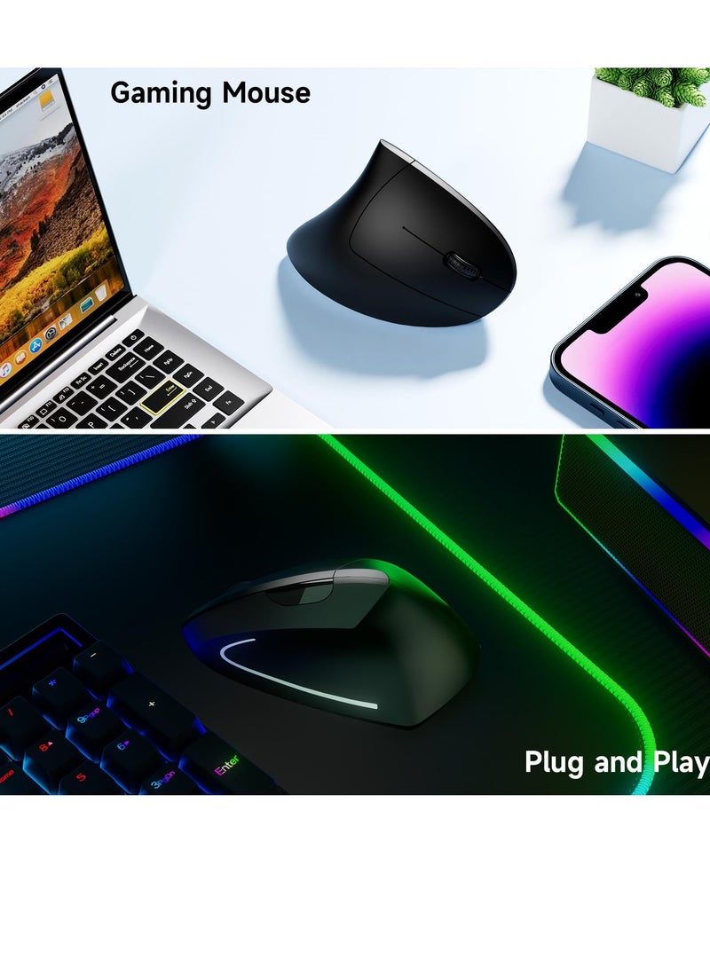 Excefore Ergonomic Optical Wireless Mouse, 2.4G Wireless Ergonomic Optical Mouse, with USB Receiver, Vertical Mouse Adjustable DPI 800/1200 /1600, 5 Buttons, Rechargeable, for Laptop, PC, Mac, Computer  - Image 4