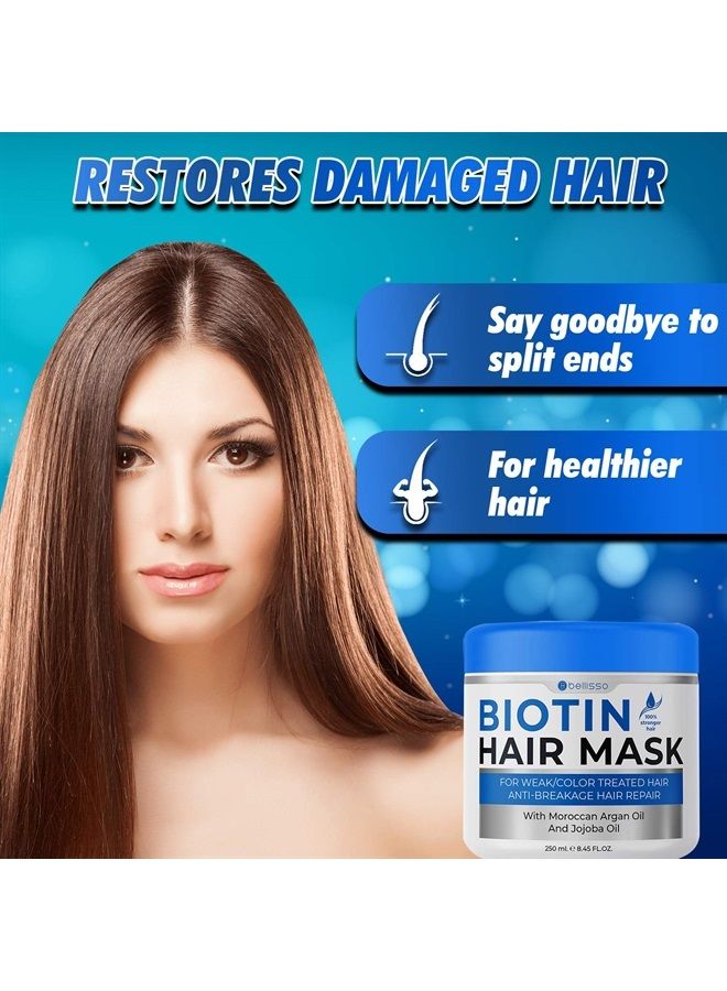 BELLISSO Biotin Hair Mask - Volume Boost and Deep Conditioner for Dry, Damaged Hair - Hydrating Repair Treatment for Women and Men - Moisture Conditioning for Curly Hair and Split Ends – Sulfate Paraben Free - Image 5