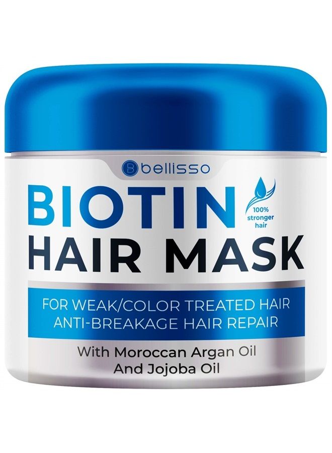 BELLISSO Biotin Hair Mask - Volume Boost and Deep Conditioner for Dry, Damaged Hair - Hydrating Repair Treatment for Women and Men - Moisture Conditioning for Curly Hair and Split Ends – Sulfate Paraben Free - Image 1