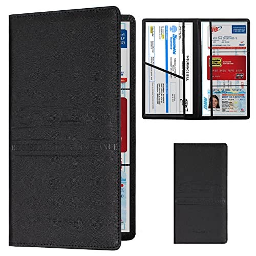 TOURSUIT Car Registration and Insurance Card Holder, Vehicle License Document Glove Box Compartment Organizer, Interior Car Accessories for Women Men Teens (Cross Black) - Image 1