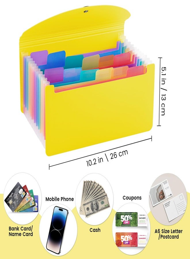 RIEJIN 13 Pocket A6 Receipt Organizer, 2 Pack Small Accordion File Organizer, Coupon Organizer with Labels - Yellow - Image 2