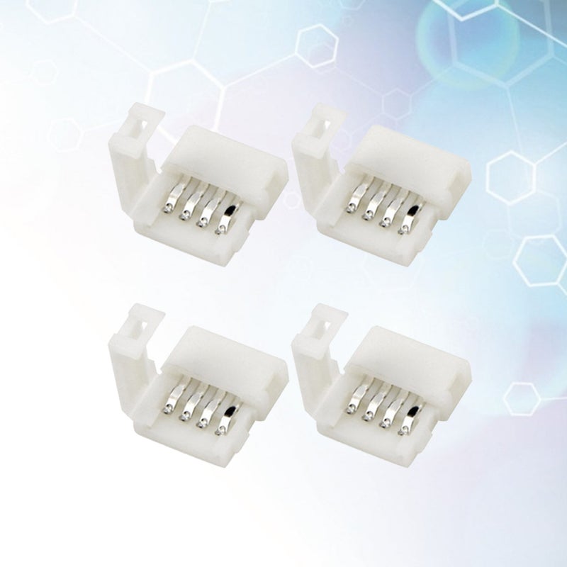 10PCS 5050 4 Pin Connector Corner Clips Buckle Strip Adapter Light Accessory (White) - Image 1