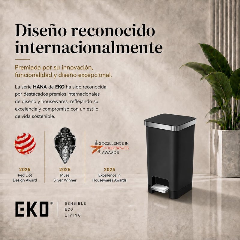 EKO | 10L Bathroom or Kitchen Waste Bin | Compact Trash Can with Flip N' Click Lid and Removable Bucket | Modern and Non-Slip Design | Lightweight, Aesthetic and Anti-Fingerprint - Image 2