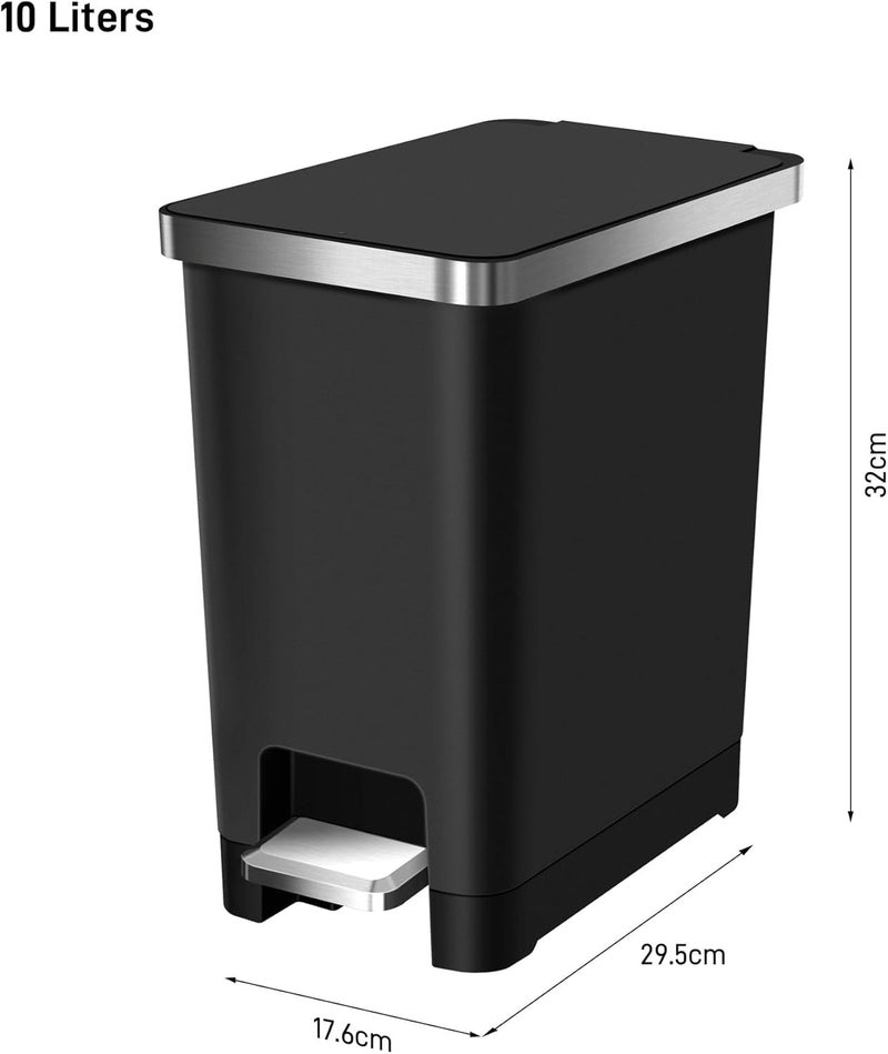 EKO | 10L Bathroom or Kitchen Waste Bin | Compact Trash Can with Flip N' Click Lid and Removable Bucket | Modern and Non-Slip Design | Lightweight, Aesthetic and Anti-Fingerprint - Image 3