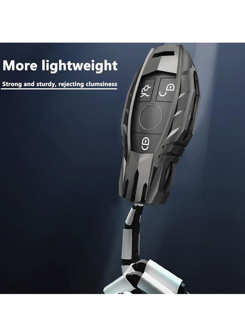 Stylish Key Fob Cover with Keychain for Mercedes Benz, Durable Zinc Alloy Protection Key Case for C E S M CLS CLK G Class Smart keyless Key shell Accessories