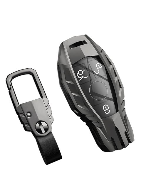 Stylish Key Fob Cover with Keychain for Mercedes Benz, Durable Zinc Alloy Protection Key Case for C E S M CLS CLK G Class Smart keyless Key shell Accessories