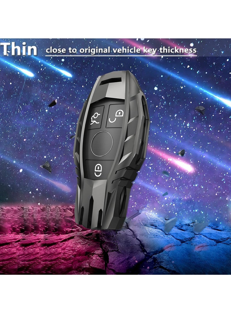 Stylish Key Fob Cover with Keychain for Mercedes Benz, Durable Zinc Alloy Protection Key Case for C E S M CLS CLK G Class Smart keyless Key shell Accessories