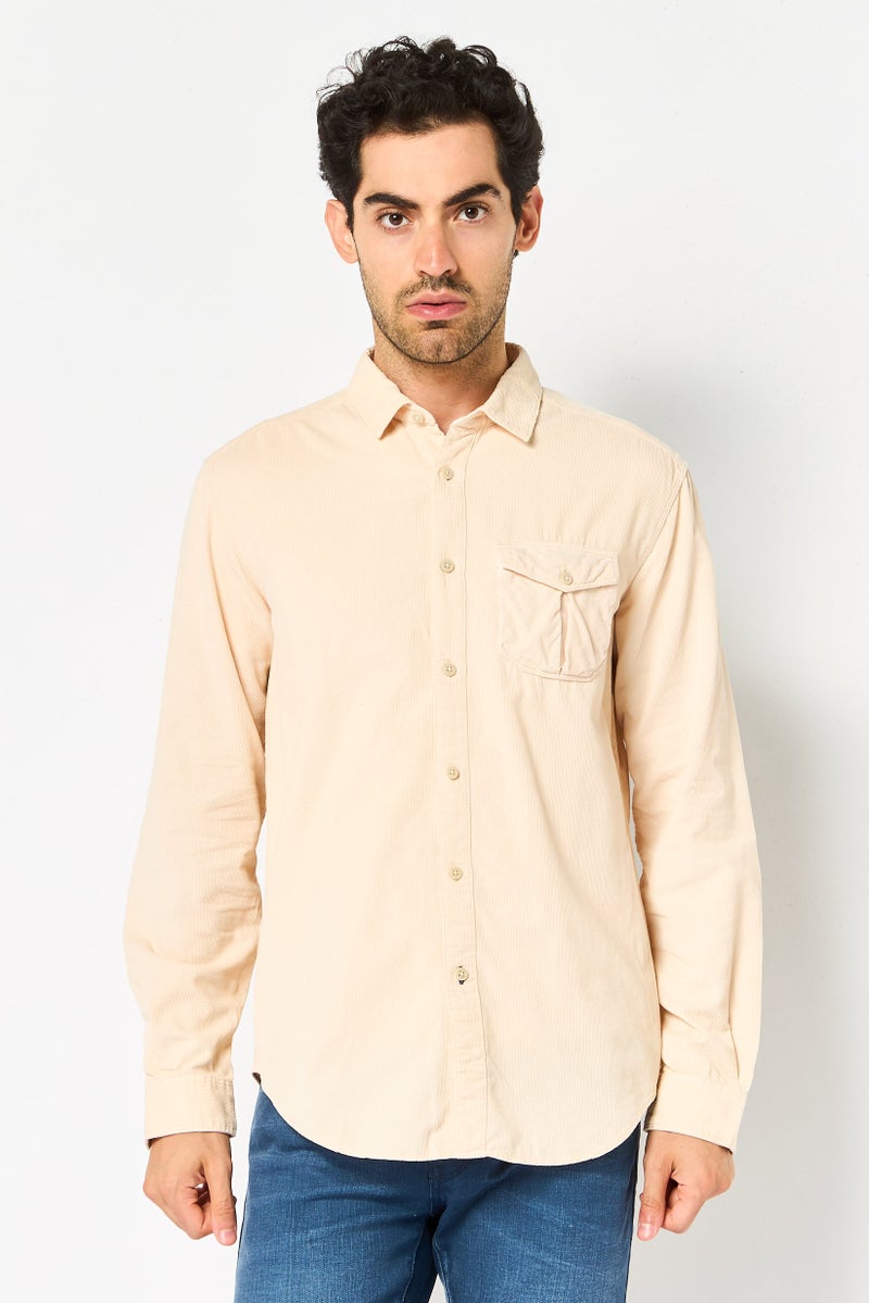 Napapijri Geographic By Napapijri Men Regular Fit Long Sleeve Casual Shirt, Beige - Image 1
