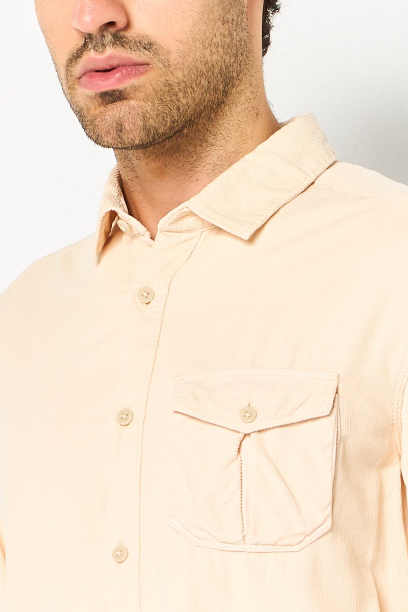 Napapijri Geographic By Napapijri Men Regular Fit Long Sleeve Casual Shirt, Beige - Image 3