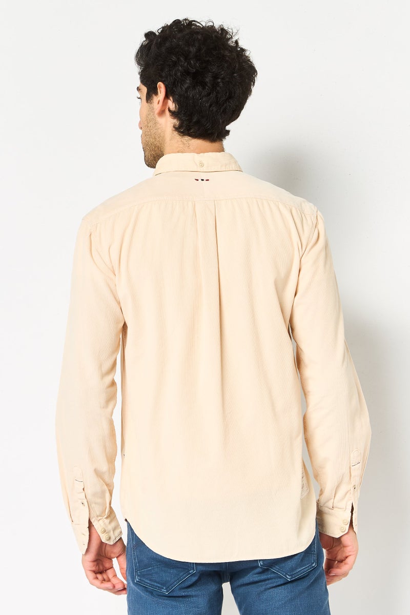 Napapijri Geographic By Napapijri Men Regular Fit Long Sleeve Casual Shirt, Beige - Image 4