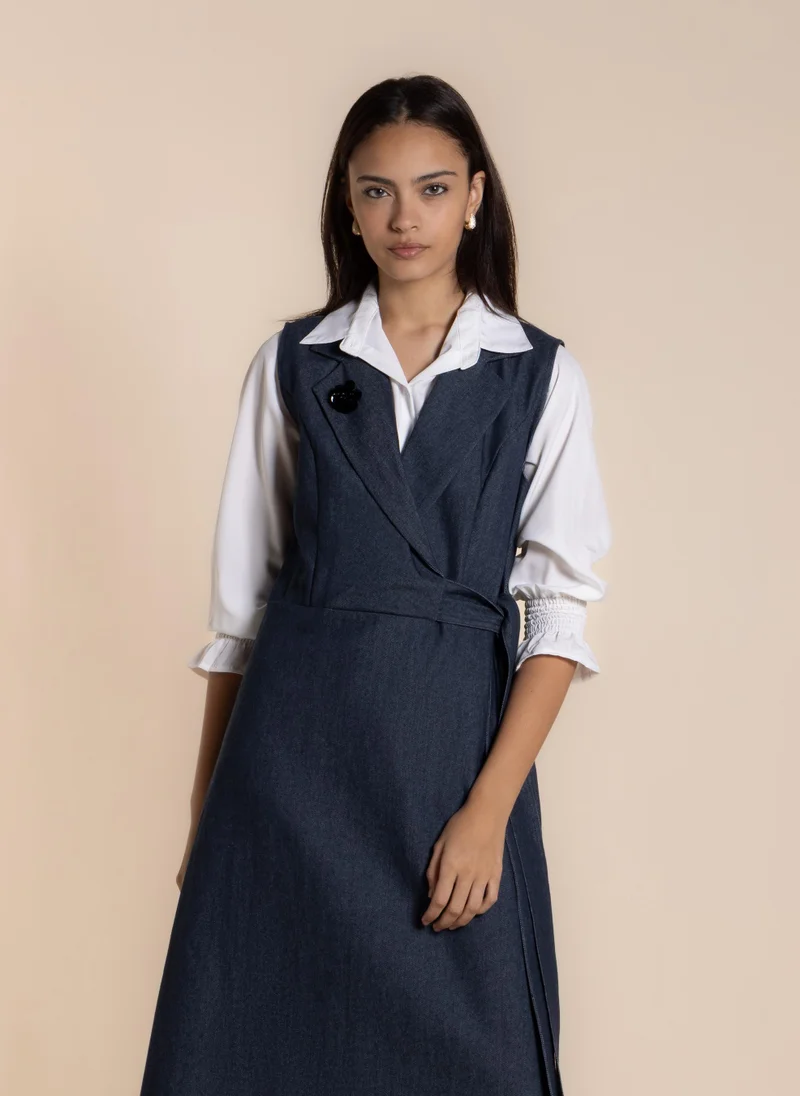 شايبس MAXI DENIM DRESS WITH BELT