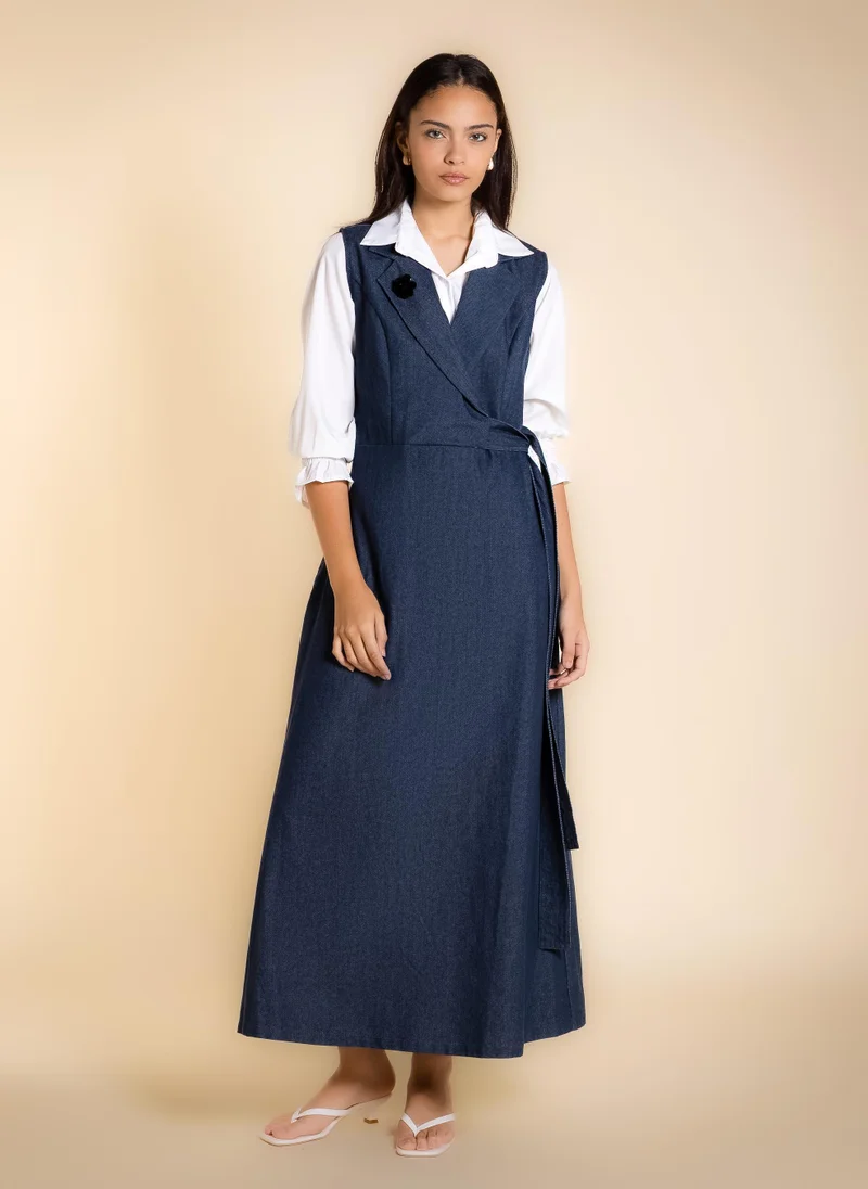 شايبس MAXI DENIM DRESS WITH BELT