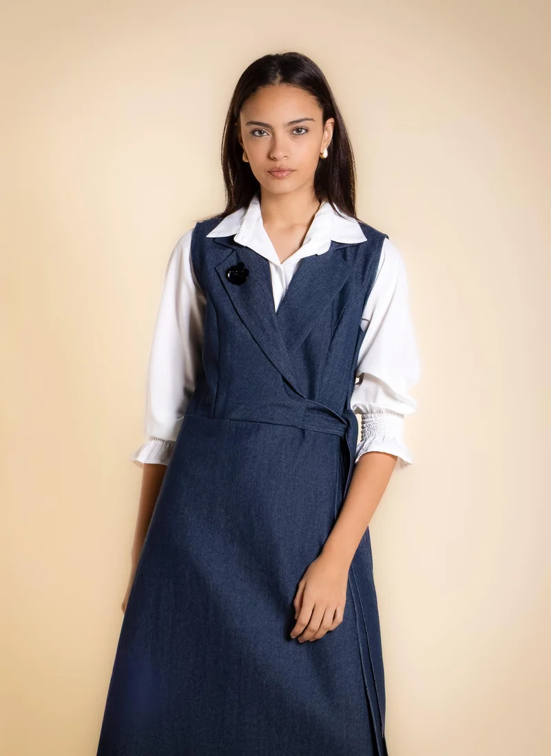 شايبس MAXI DENIM DRESS WITH BELT