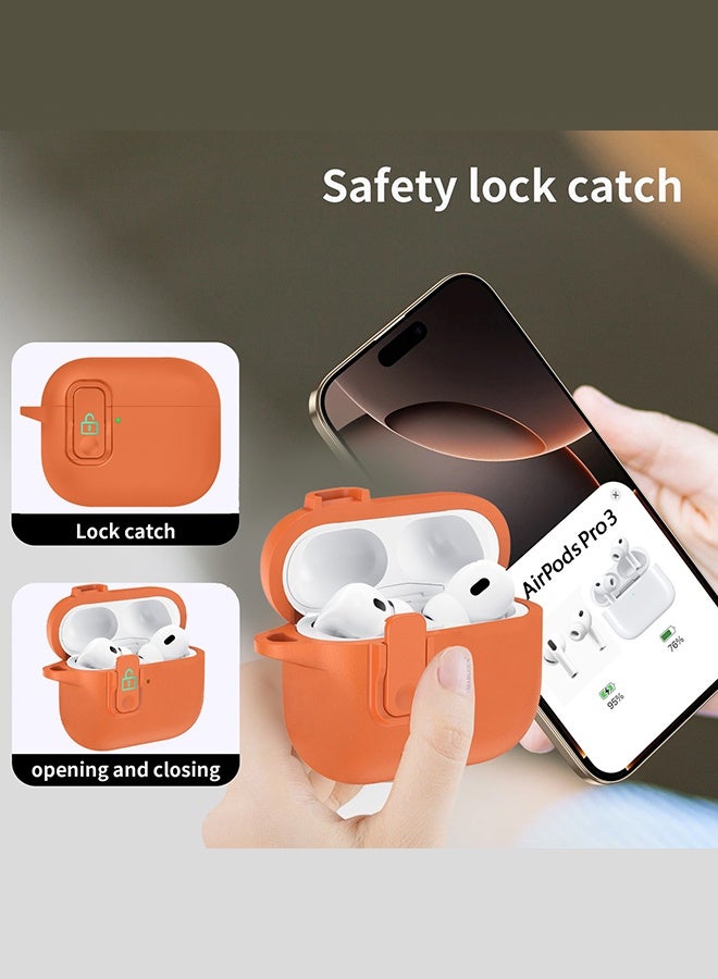 CATANES Leather Case for AirPods Pro 3 - with Secure Snap Lid and Keychain Loop - Orange - Image 4