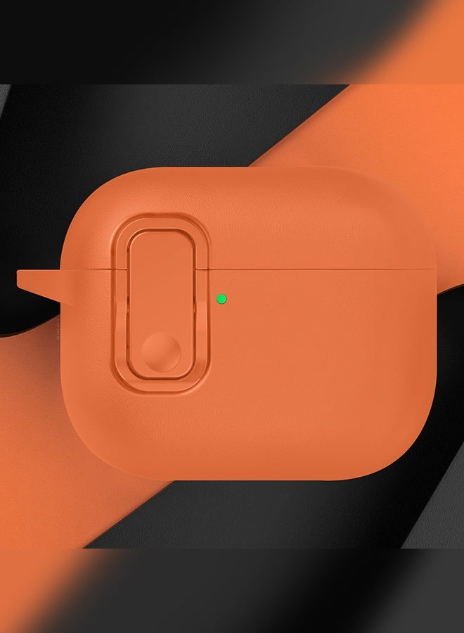 CATANES Leather Case for AirPods Pro 3 - with Secure Snap Lid and Keychain Loop - Orange - Image 2