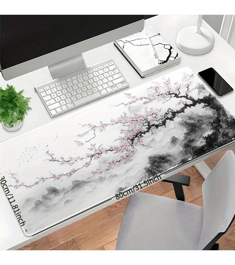 Large Cherry Blossom Gaming Mouse Pad 31.5x15.75 Inches Non Slip Quick Dry - Image 3