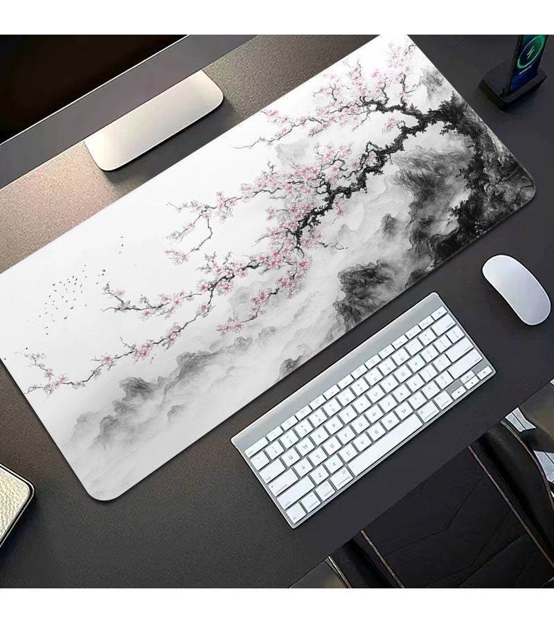 Large Cherry Blossom Gaming Mouse Pad 31.5x15.75 Inches Non Slip Quick Dry - Image 1