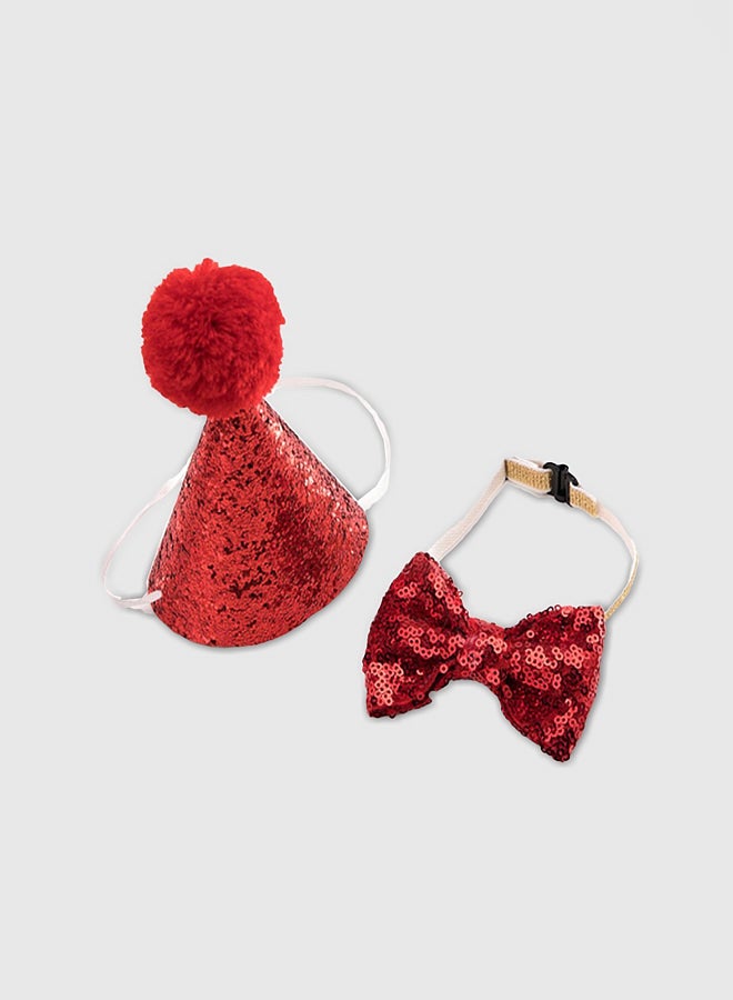 Loquat Bow Tie Costume Accessory Red/White Small - Image 1