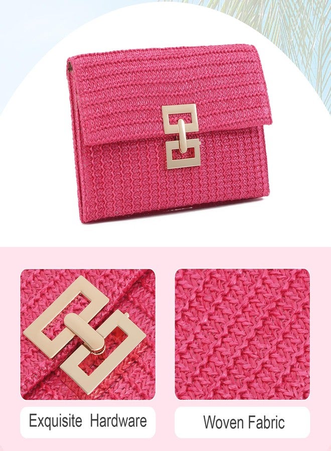 KUANG! Straw Clutch Purse for Women Beach Woven Bag Envelope Evening Clutch Straw Handbag - Image 5