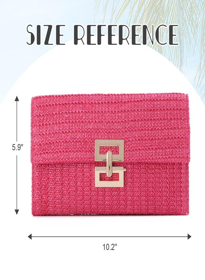 KUANG! Straw Clutch Purse for Women Beach Woven Bag Envelope Evening Clutch Straw Handbag - Image 3