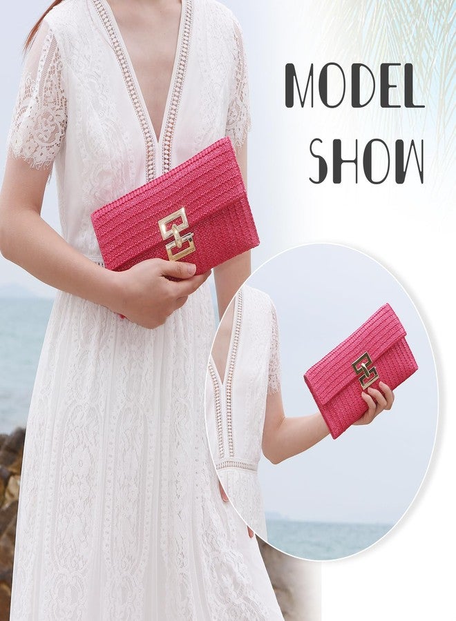 KUANG! Straw Clutch Purse for Women Beach Woven Bag Envelope Evening Clutch Straw Handbag - Image 2