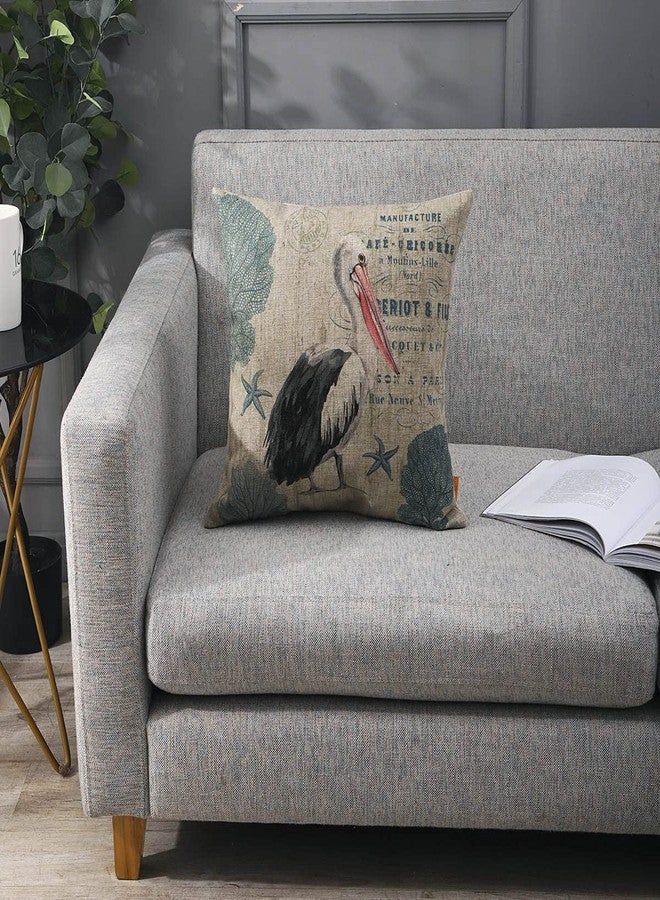 لينك ويل أغطية وسائد LINKWELL Pelican مقاس 18 × 18 بوصة، مزينة بنقشة طائر المزرعة الربيعي، وغطاء وسادة مزخرف، وغطاء وسادة أريكة CC1838 - Image 2