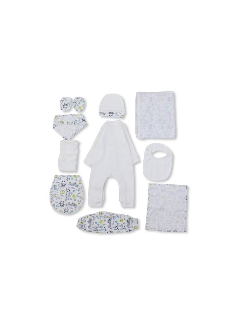 Berceau Baby Boys Cotton Gift Clothes Box Off-White with Animals Print - Image 1
