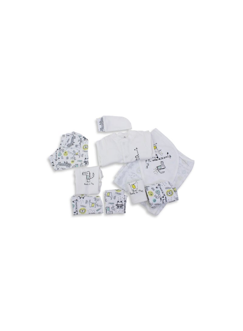 Berceau Baby Boys Cotton Gift Clothes Box Off-White with Animals Print - Image 2