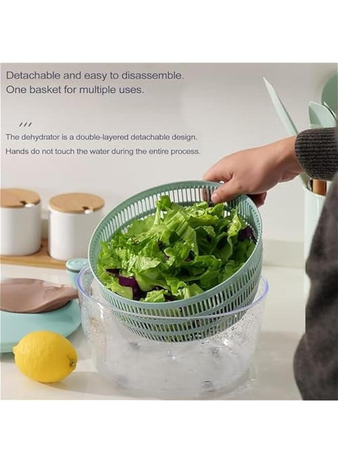 Generic Double Layer Salad Spinner with Dual Drain Holes: Large Capacity Lettuce Dryer, Fruit Washer, and Washing Basket for Vegetables, Fruits, and Meat.  - Image 3