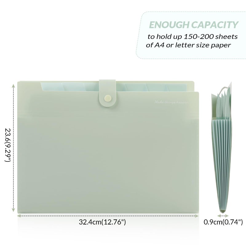 SKYDUE Expanding File Organizer with 8 Pockets, Accordion File Folders with Labels, Portable Document Paper Bill Receipt Organizer, Home College School Office Supplies, Letter Size,Light Green - Image 3