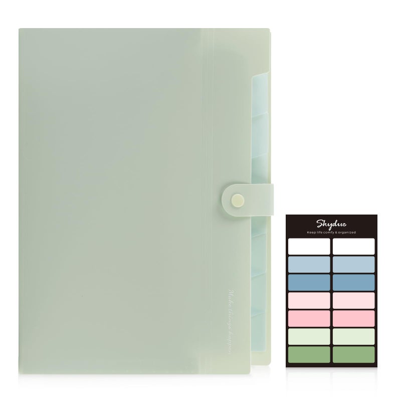 SKYDUE Expanding File Organizer with 8 Pockets, Accordion File Folders with Labels, Portable Document Paper Bill Receipt Organizer, Home College School Office Supplies, Letter Size,Light Green - Image 2
