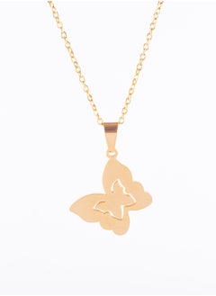 Stainless Steel Necklace Gold with Butterfly Pendant