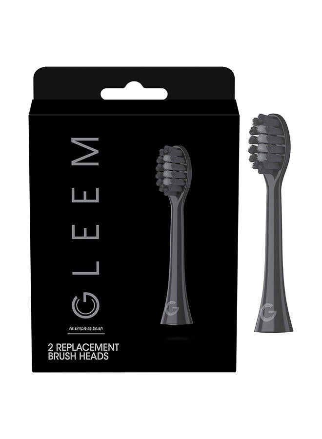 GLEEM Toothbrush Replacement Brush Heads Refill, Black, 2 Count - Image 1