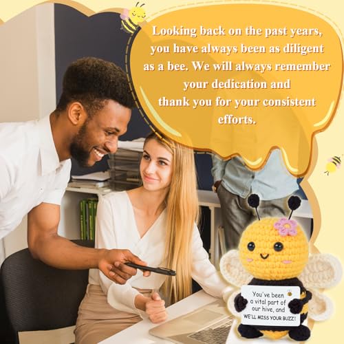 Gleevera Farewell Gifts for Coworkers, Coworker Leaving Gifts for Women, Coworker Going Away Goodbye Presents for Boss Friends Employees, Retirement Gift for Women - Crochet Bee Affirmation Support Desk Decor - Image 4