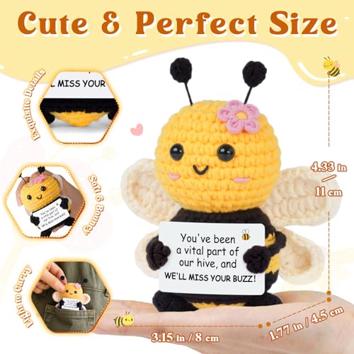 Gleevera Farewell Gifts for Coworkers, Coworker Leaving Gifts for Women, Coworker Going Away Goodbye Presents for Boss Friends Employees, Retirement Gift for Women - Crochet Bee Affirmation Support Desk Decor - Image 2