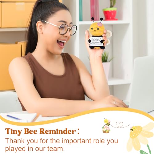Gleevera Farewell Gifts for Coworkers, Coworker Leaving Gifts for Women, Coworker Going Away Goodbye Presents for Boss Friends Employees, Retirement Gift for Women - Crochet Bee Affirmation Support Desk Decor - Image 5