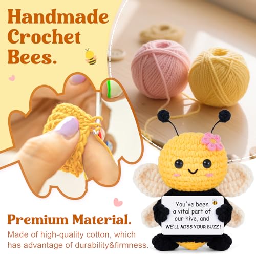 Gleevera Farewell Gifts for Coworkers, Coworker Leaving Gifts for Women, Coworker Going Away Goodbye Presents for Boss Friends Employees, Retirement Gift for Women - Crochet Bee Affirmation Support Desk Decor - Image 3