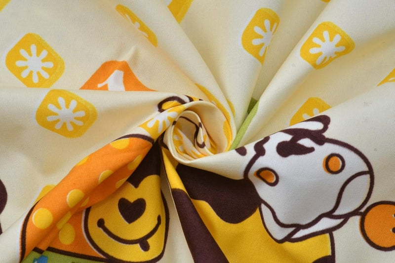 LOPUNNY LOPUNNY Beautiful 240 TC 100 Microfiber Elegant Design Giraffe Cartoon Pattern Diwan Set with 8 Pieces One Single Bed Sheet with 5 Cushions Covers and 2 Bolster Covers Cream Yellow  - Image 2