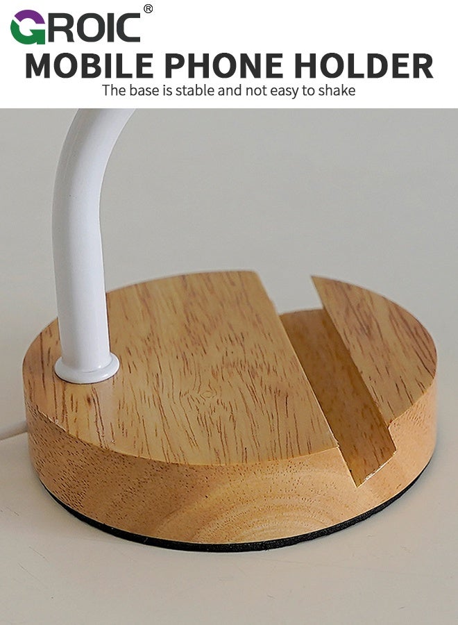 جرويك مصباح بجانب السرير، منفذ USB عصري، مصباح قابل للتعتيم بثلاثة ألوان مع قاعدة حامل للهاتف/الكمبيوتر المحمول، مصباح طاولة بجانب السرير لغرفة المعيشة وغرفة النوم - Image 5