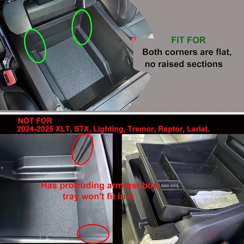 Zxiaochun Center Console Organizer Compatible with 2021 2022 2023 2024 Ford F150 Interior Accessories, Armrest Box Insert Storage Tray (Full Console w/Bucket Seats ONLY)-Blue Trim - Image 3