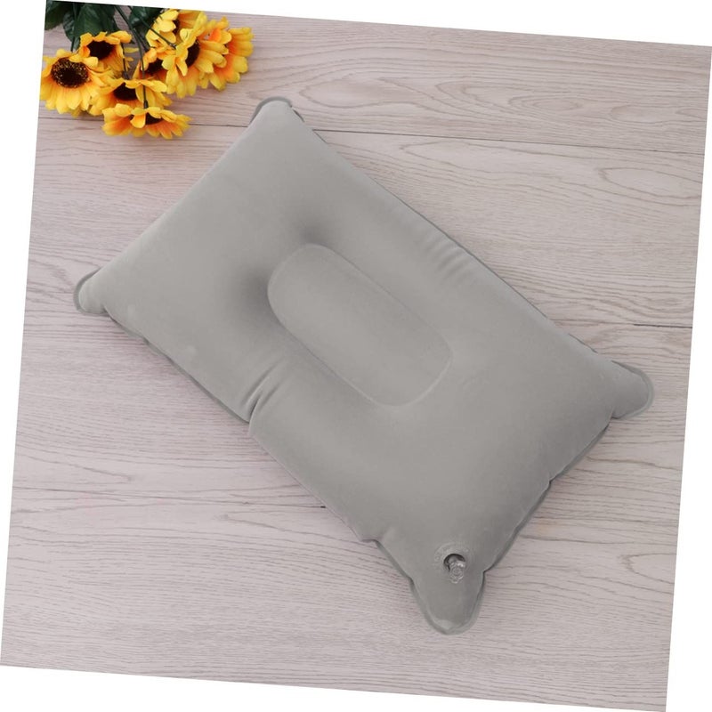 2 Pack Portable Inflatable Neck Pillow Flocking PVC for Travel Camping Car Sleep Support - Image 3